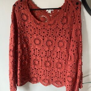 Ultra Pink Crochet Top in Warm Terracotta
